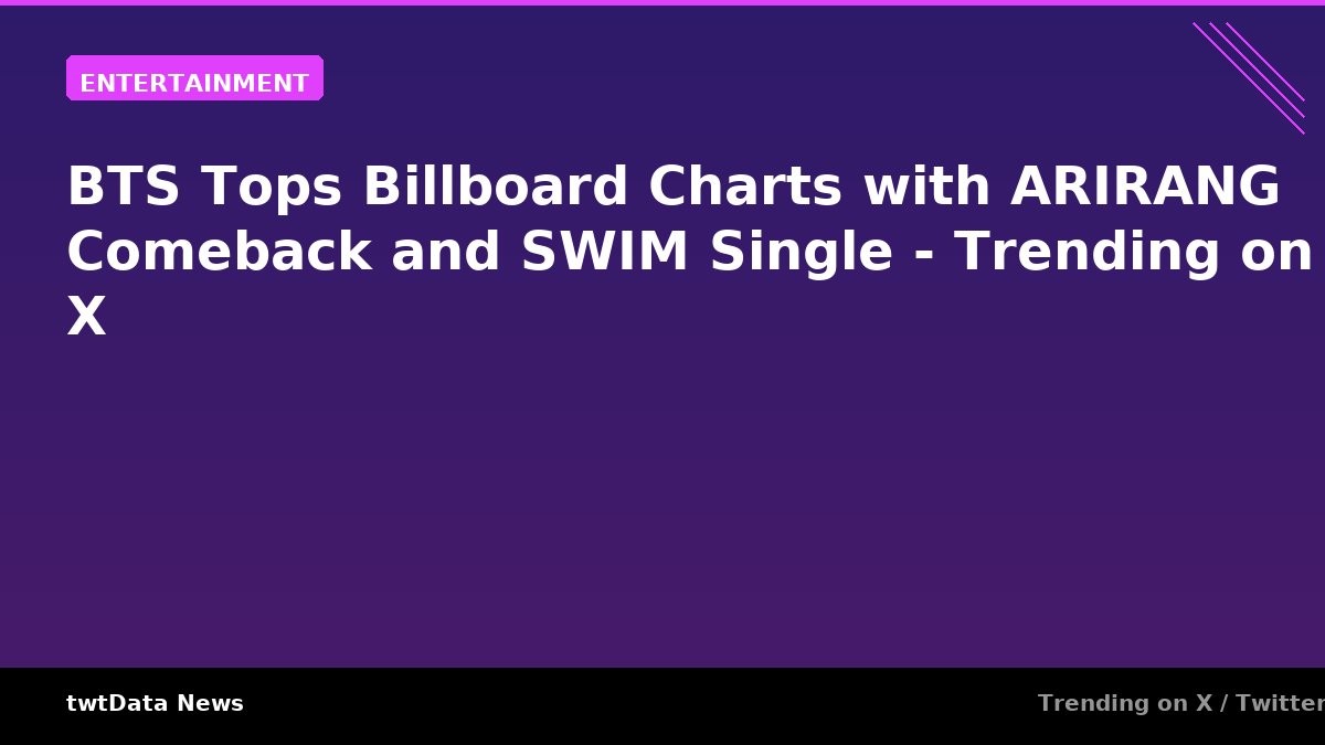 BTS Tops Billboard Charts with ARIRANG Comeback and SWIM Single …