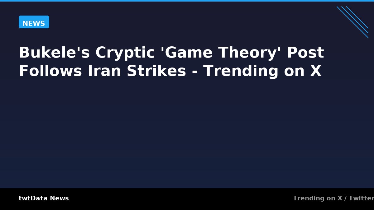 Bukele's Cryptic 'Game Theory' Post Follows Iran Strikes - Trending on X