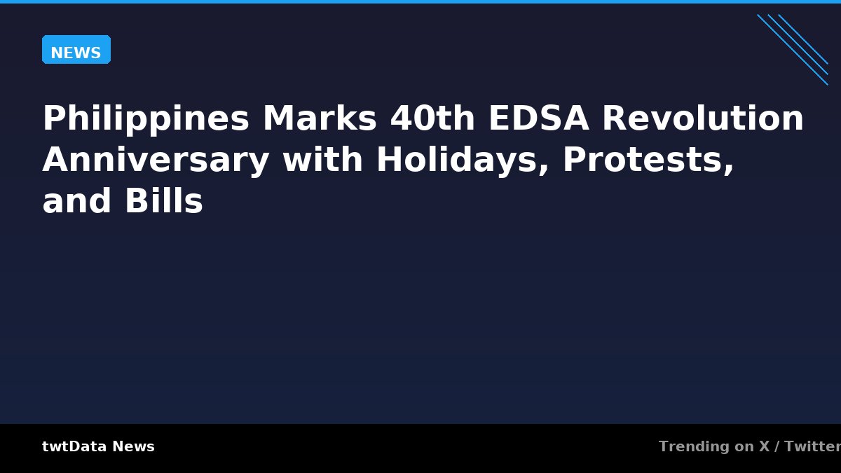 Philippines Marks 40th EDSA Revolution Anniversary with Holidays, Protests, and Bills